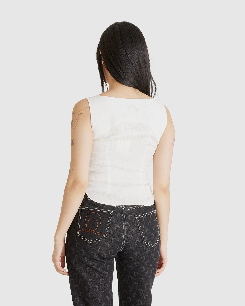 Regenerated Floral Linen Corset Top White