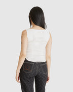 Regenerated Floral Linen Corset Top White