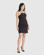 Moon Logo Ribbed Jersey Flare Dress