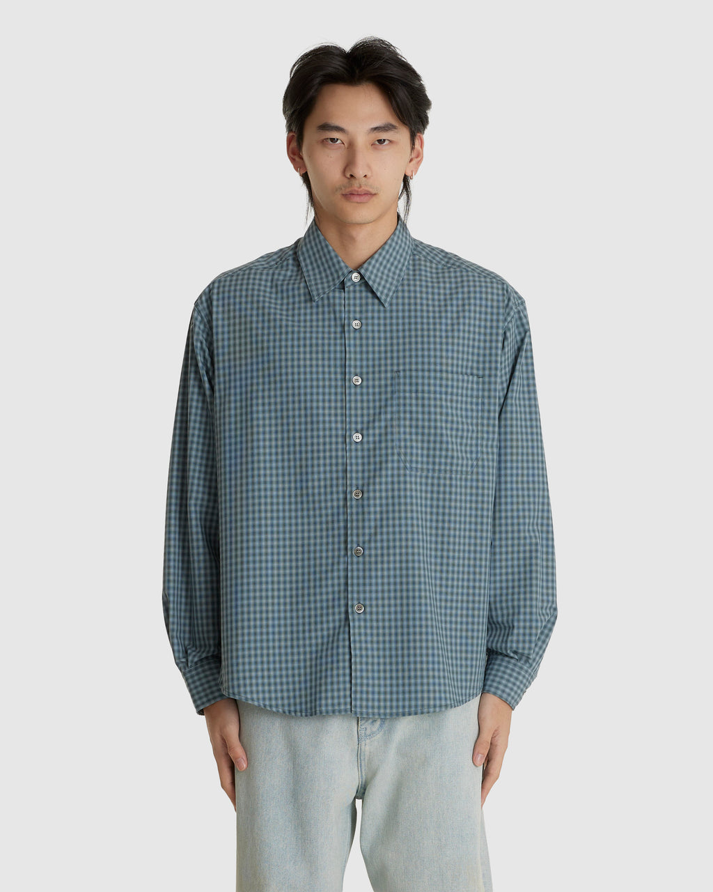 Micro Ombre Check Shirt Navy