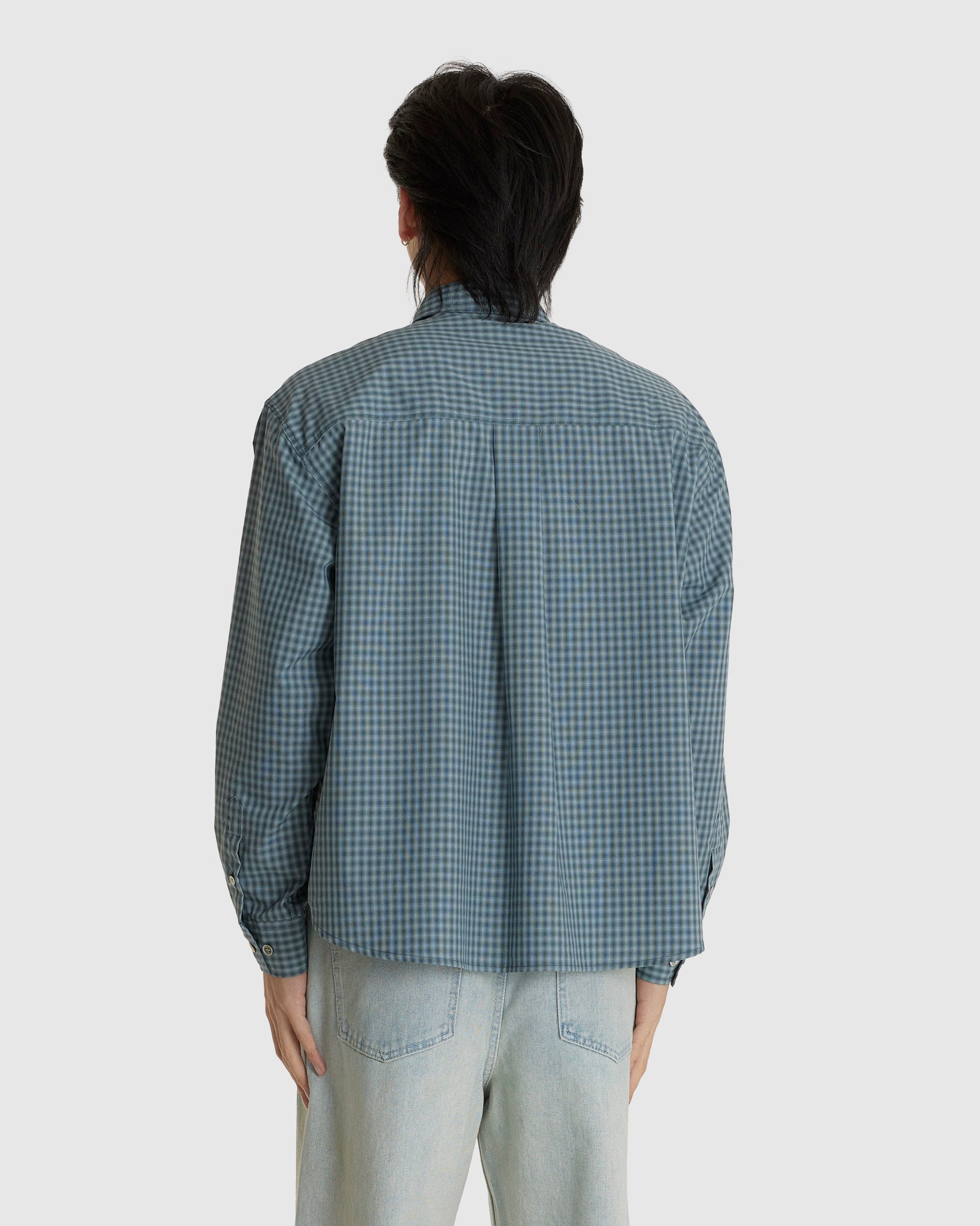 Micro Ombre Check Shirt Navy