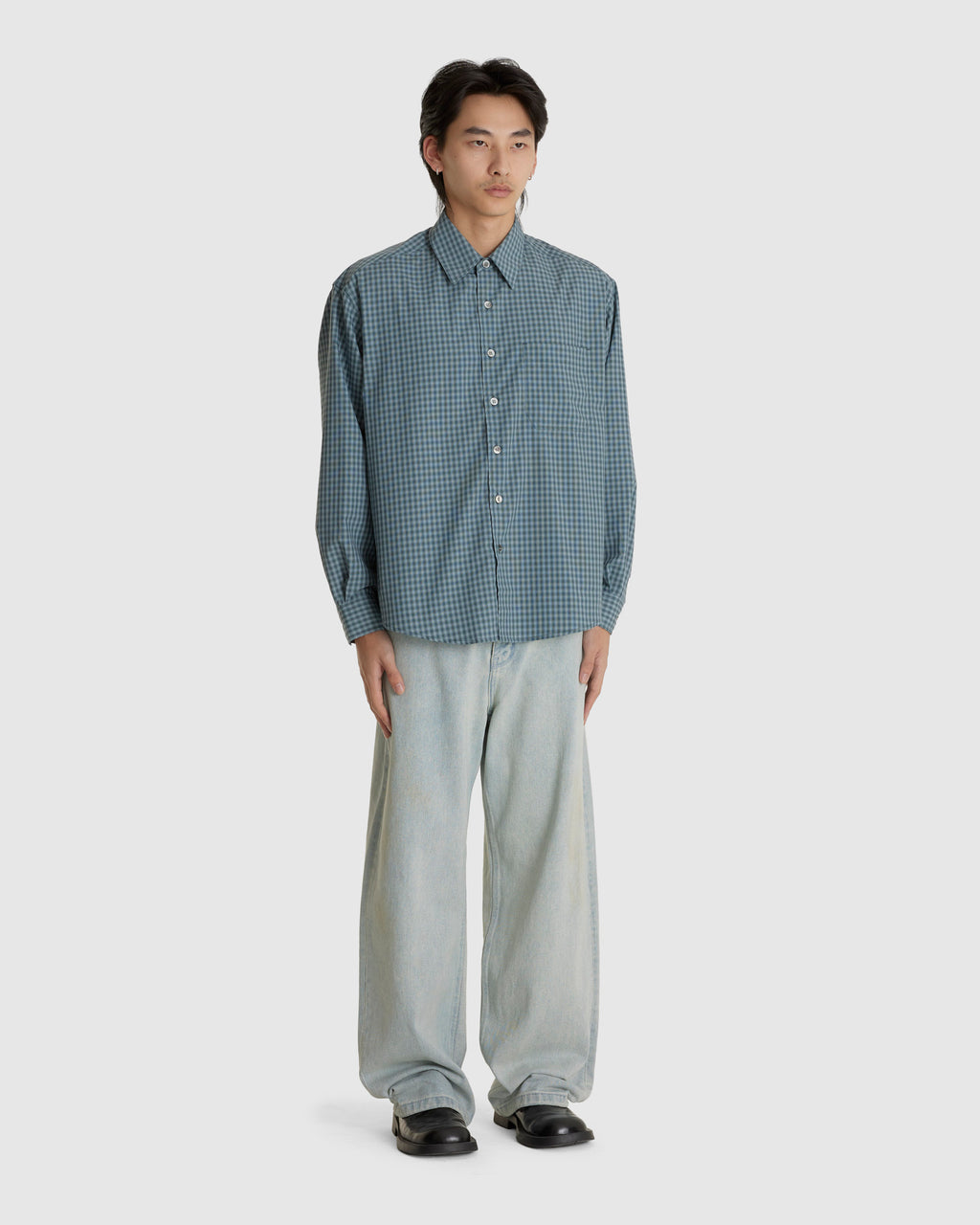 Micro Ombre Check Shirt Navy