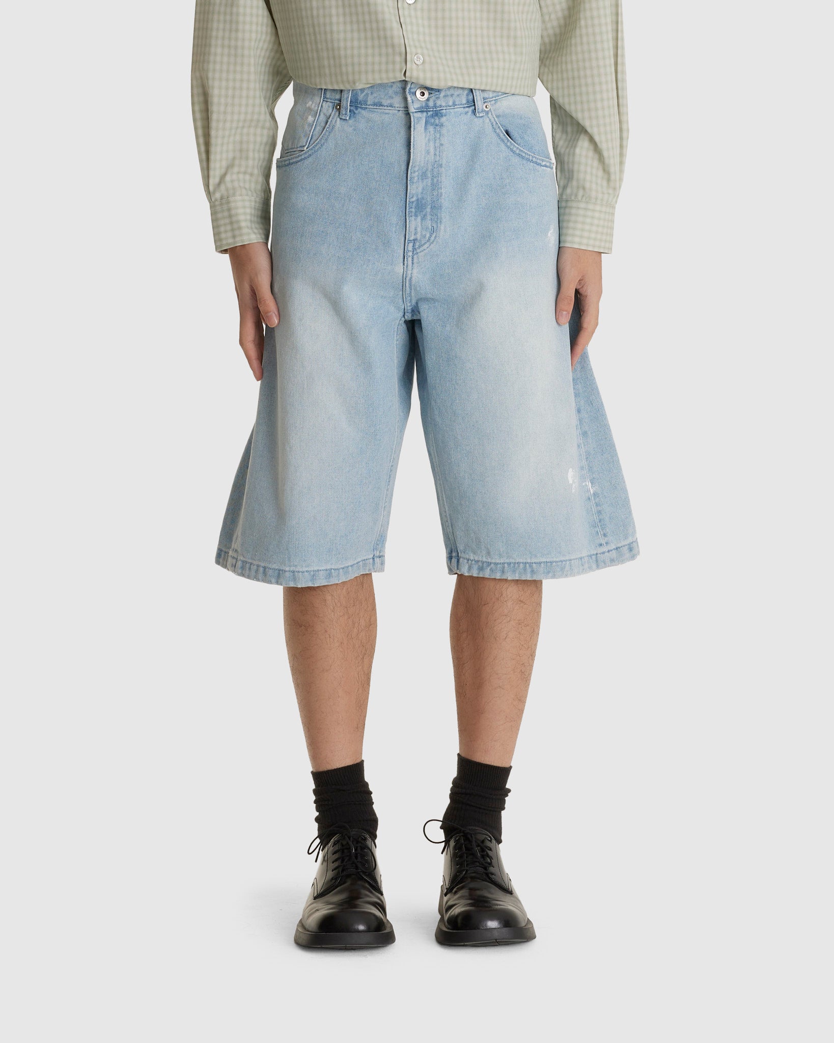 Painted Washed Bermuda Jeans
