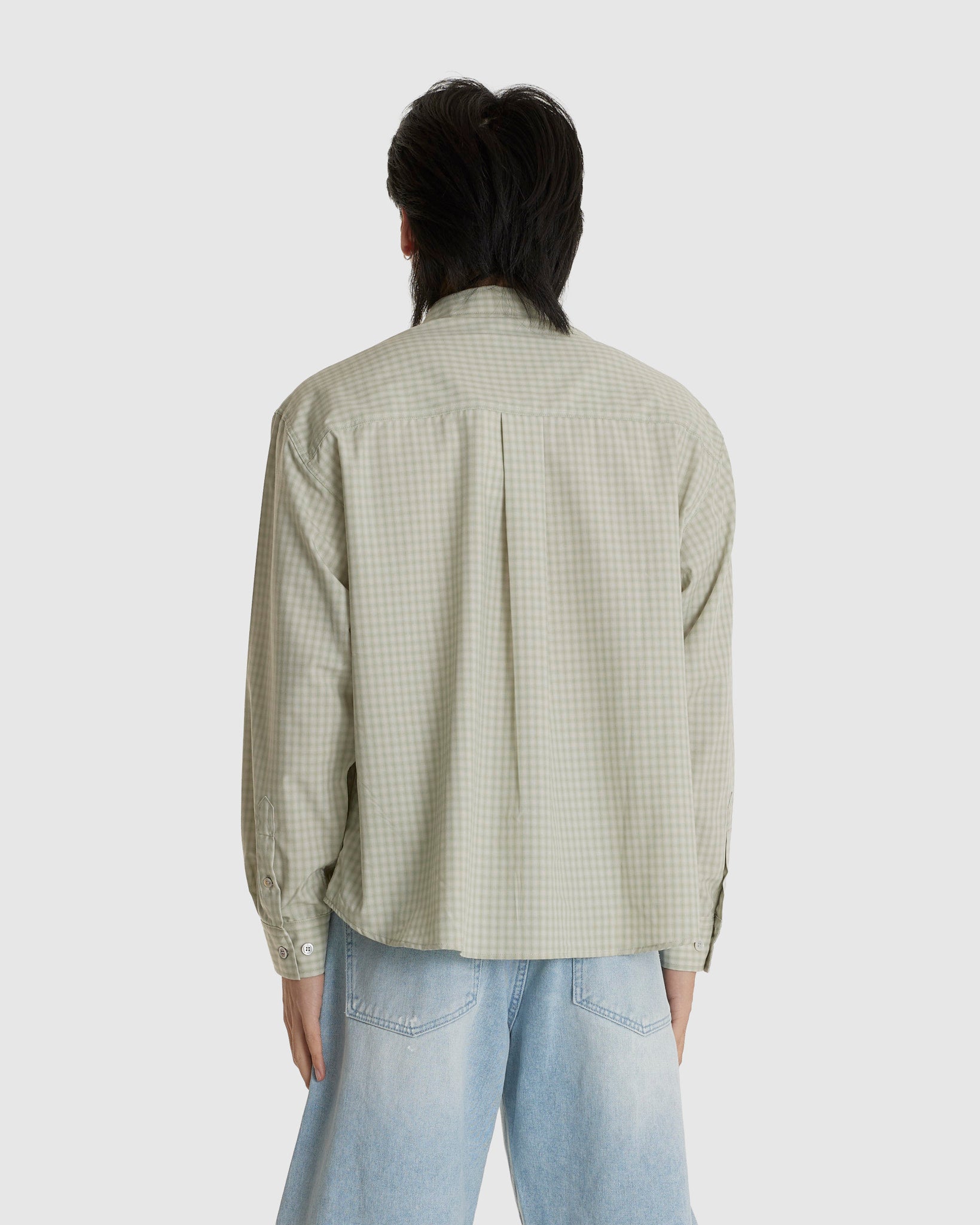 Micro Ombre Check Shirt Pale Green