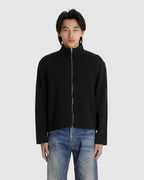 Shrunken Full Zip Black Athletic Rib