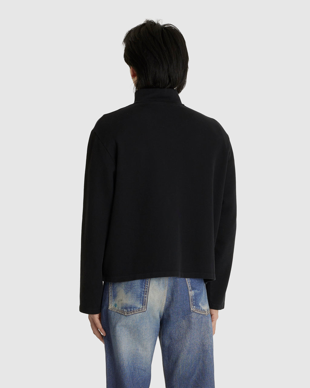 Shrunken Full Zip Black Athletic Rib