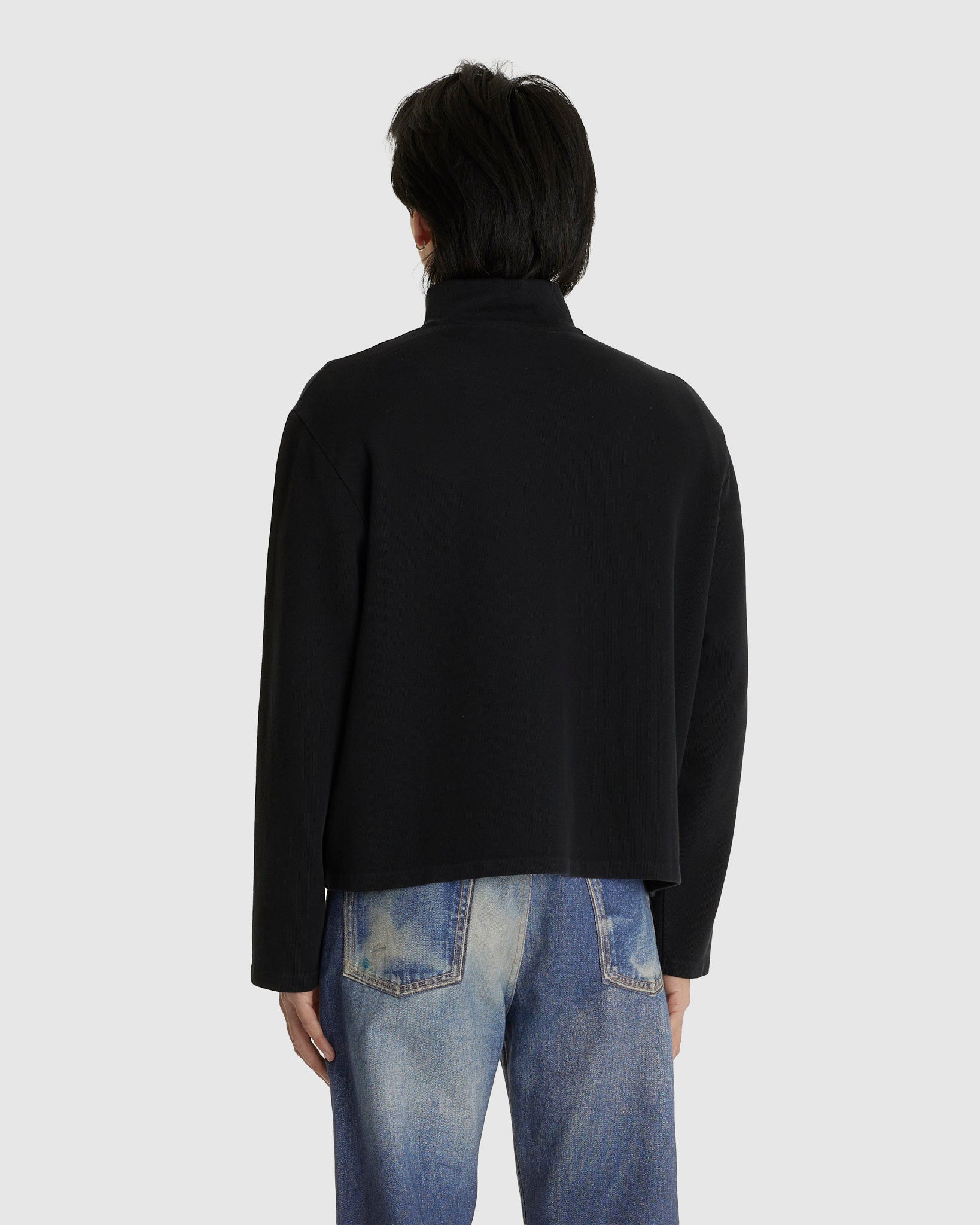 Shrunken Full Zip Black Athletic Rib