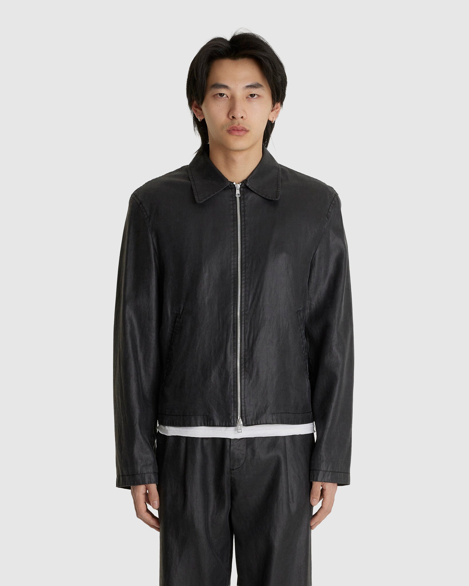 Mini Jacket Worker Lacquer Black Mirror Tencel