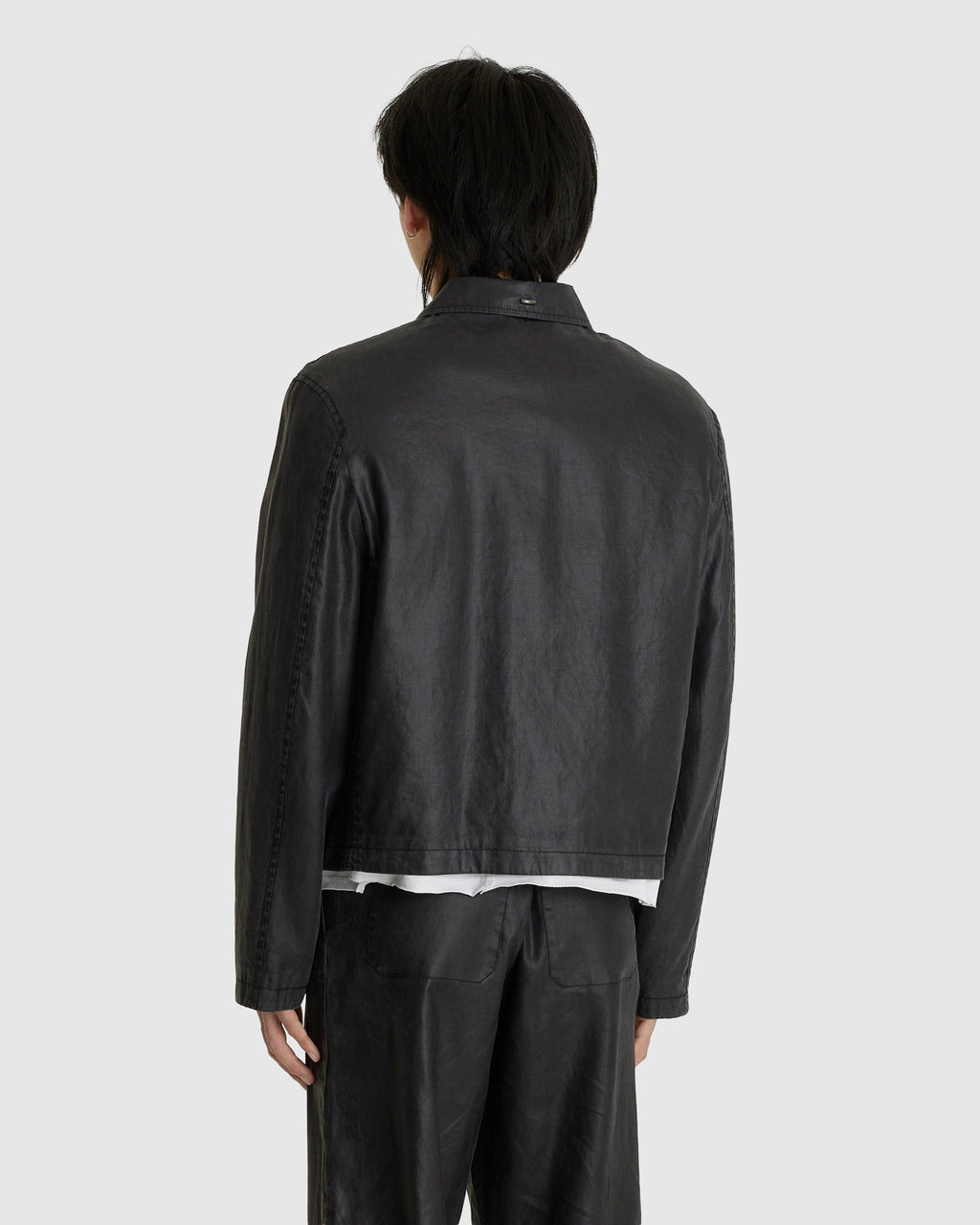 Mini Jacket Worker Lacquer Black Mirror Tencel