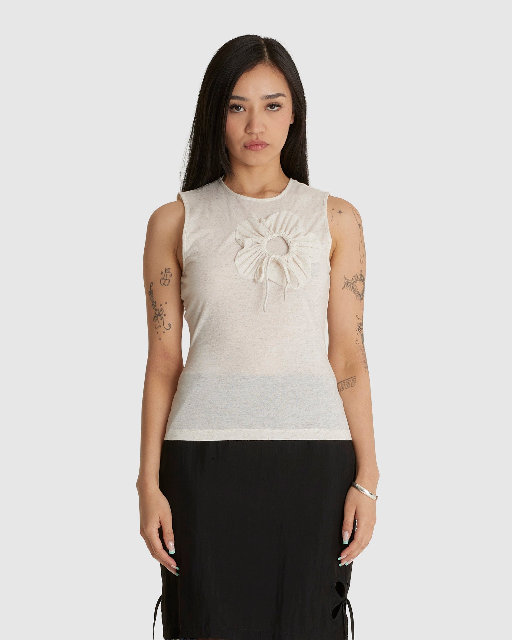 Flower Tank Top Cream