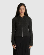 Compact Hood Charcoal Melange Fuzzy Alpaca