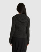 Compact Hood Charcoal Melange Fuzzy Alpaca