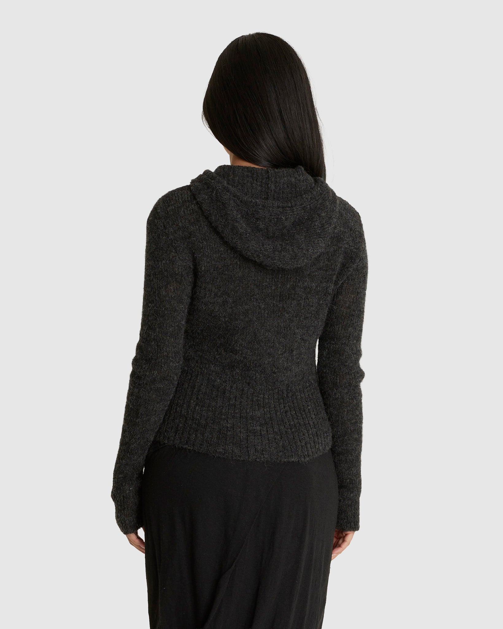 Compact Hood Charcoal Melange Fuzzy Alpaca