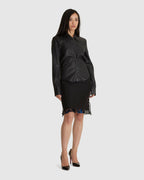 Slim Zip Shirt Lacquer Black Mirror Tencel