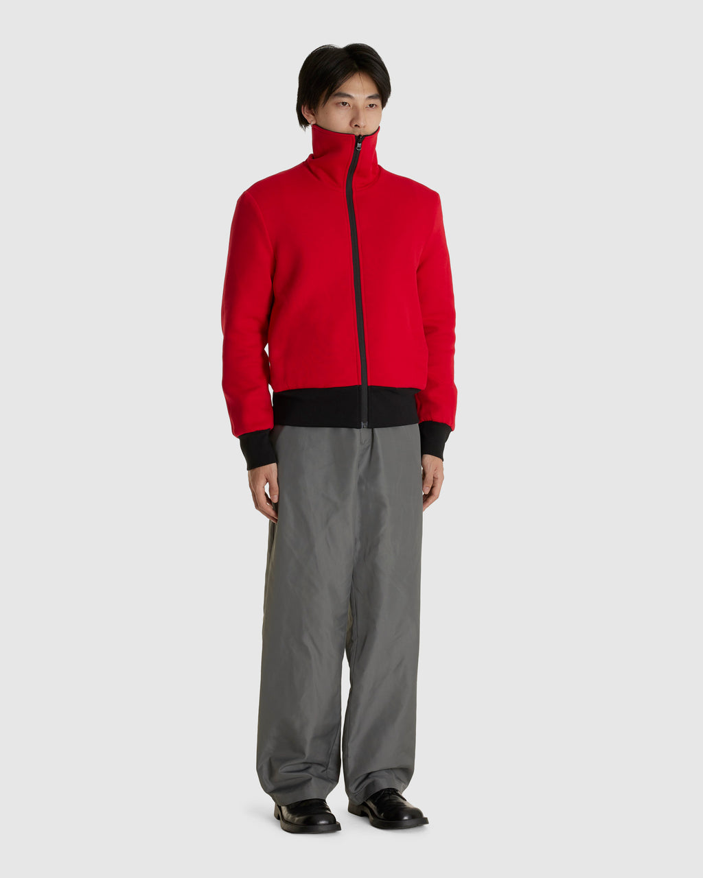 Contrast Waist Wide Trousers Grey/Blue