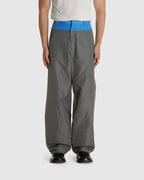 Contrast Waist Wide Trousers Grey/Blue