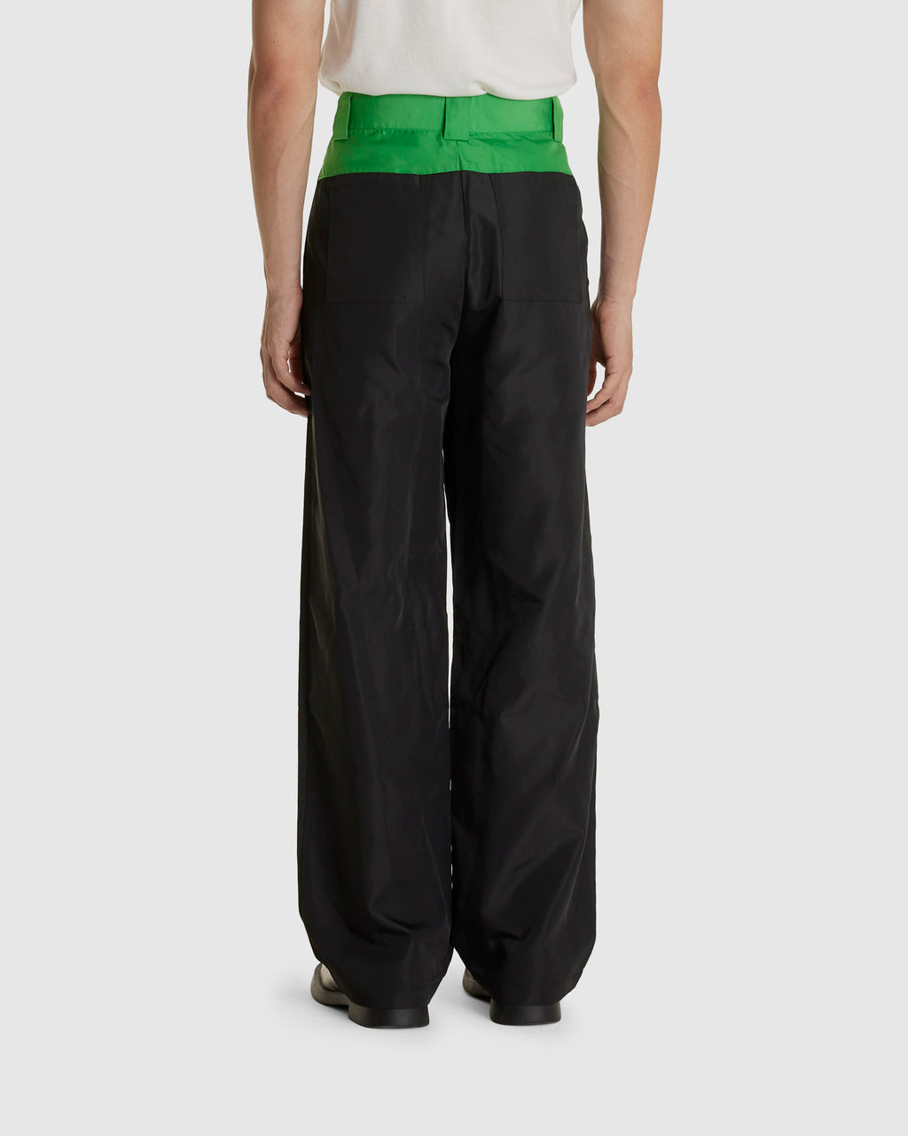 Contrast Waist Wide Trousers Black/Green