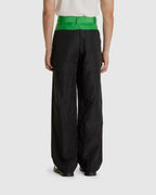 Contrast Waist Wide Trousers Black/Green