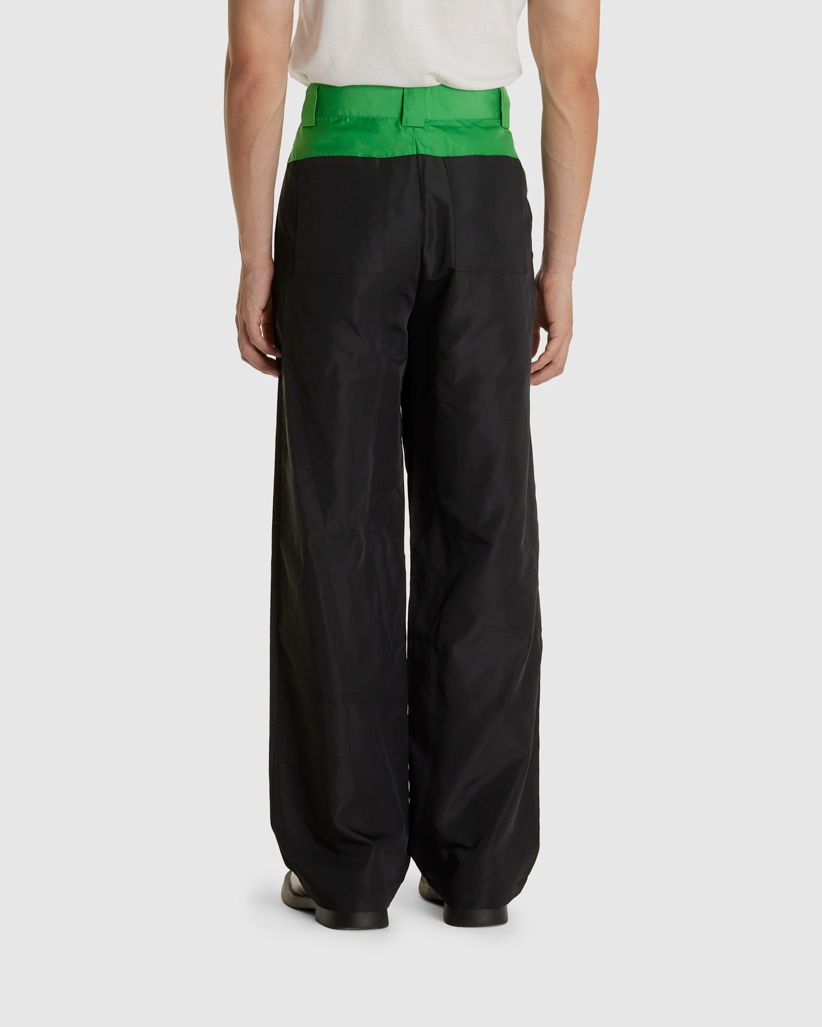 Contrast Waist Wide Trousers Black/Green