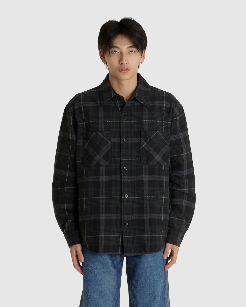 Whoppin Shirt Raven Check Ranch Cotton
