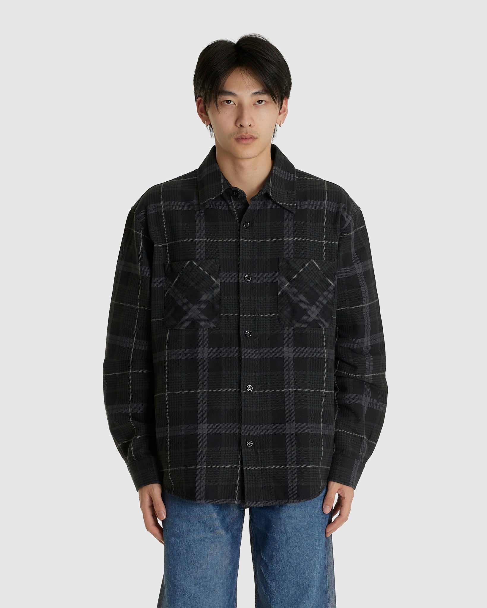 Whoppin Shirt Raven Check Ranch Cotton
