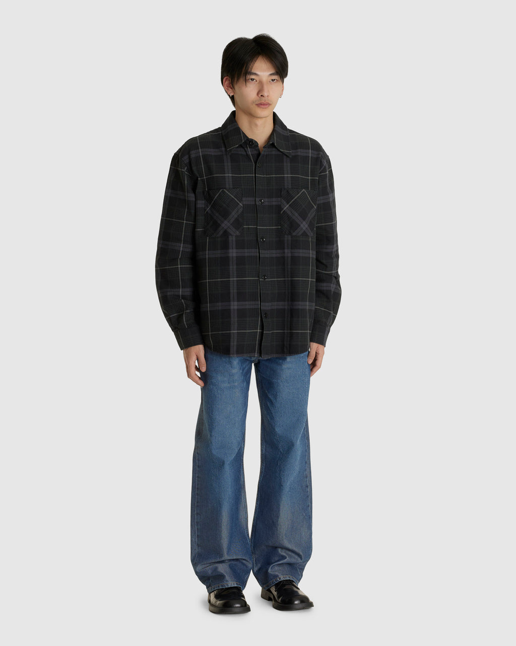 Whoppin Shirt Raven Check Ranch Cotton