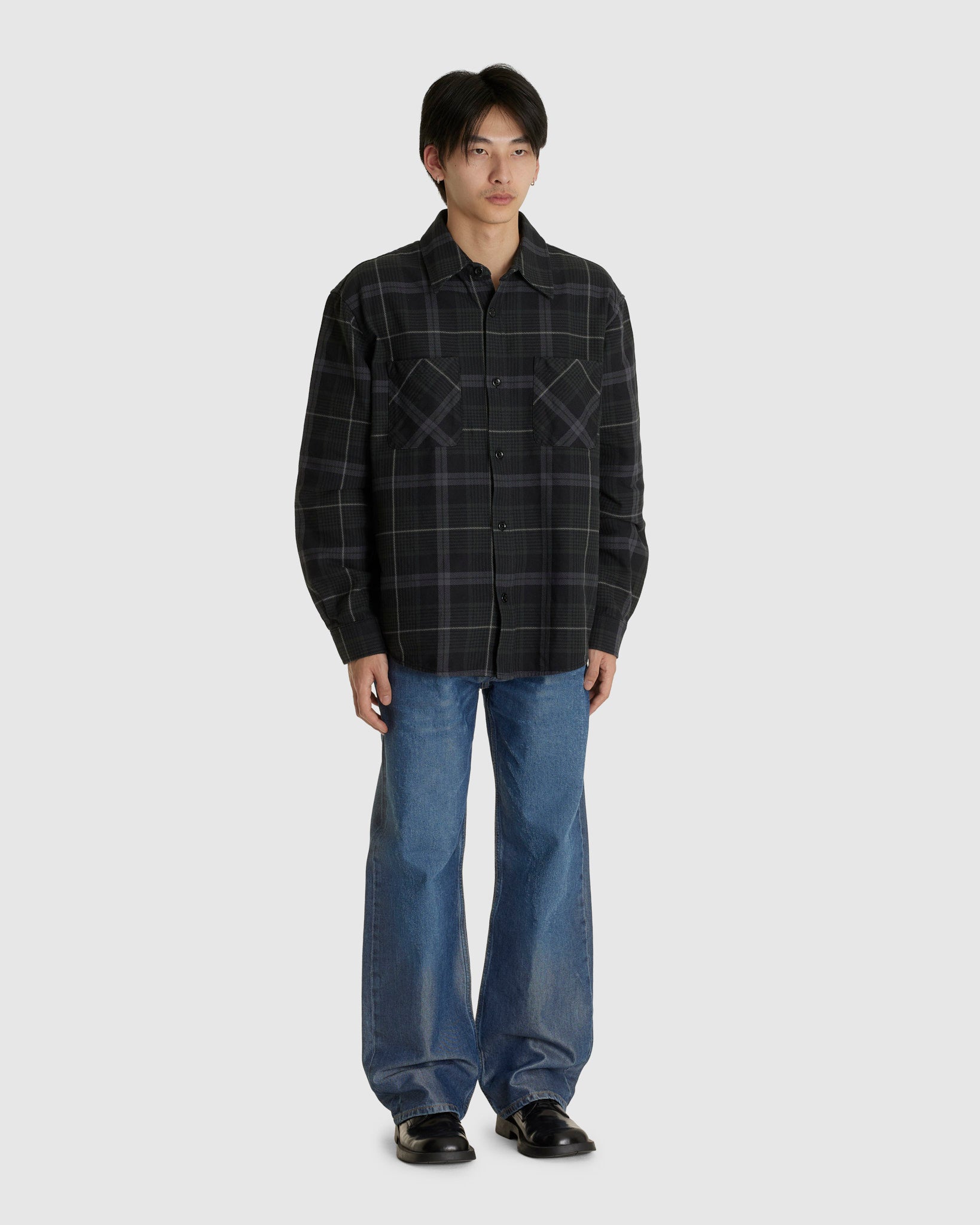 Whoppin Shirt Raven Check Ranch Cotton