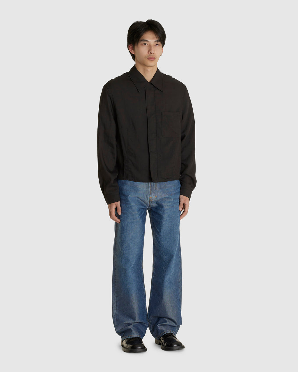 Sift Zip Shirt Ashen Black Warmth Viscose