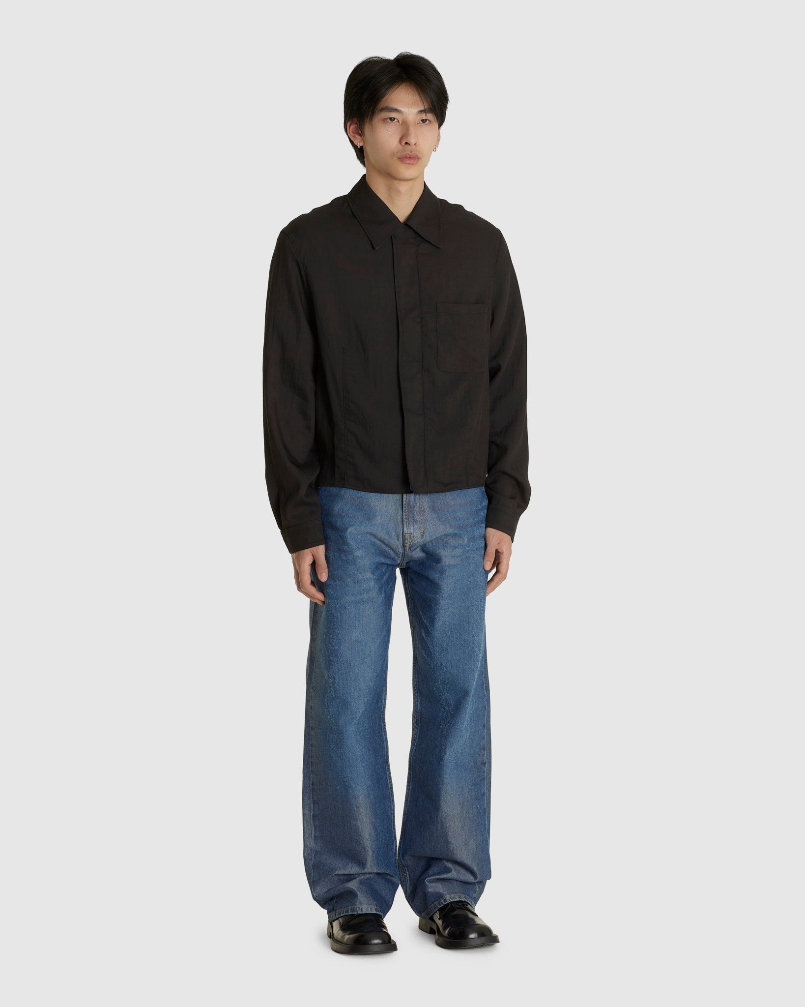 Sift Zip Shirt Ashen Black Warmth Viscose