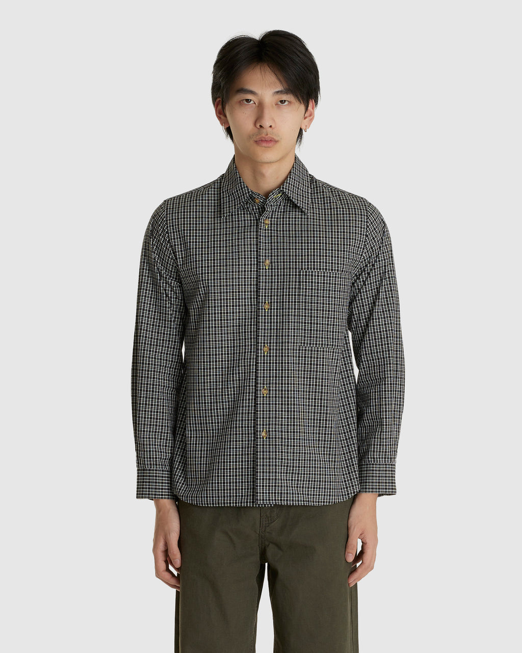 L/S Black Plaid Shirt