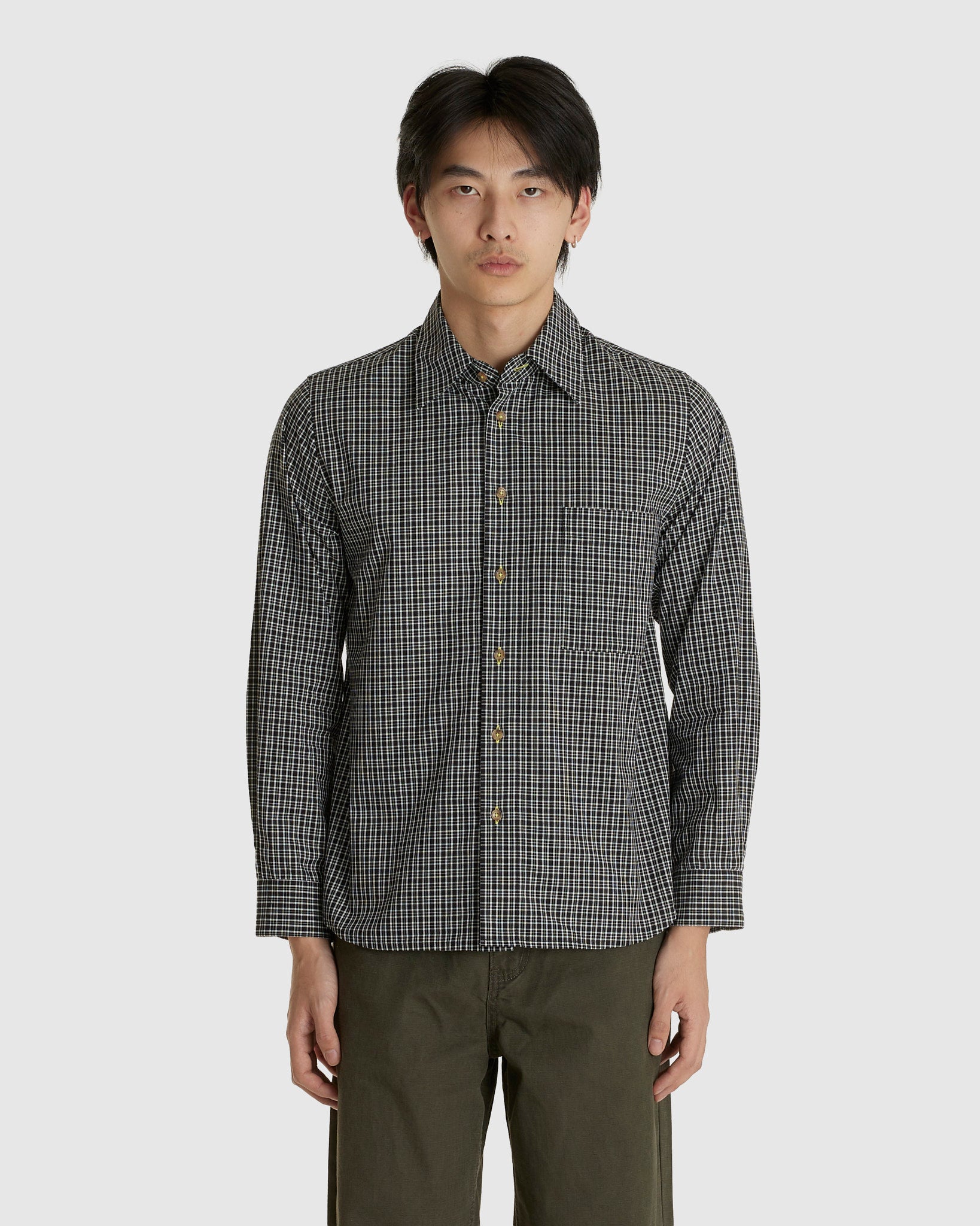 L/S Black Plaid Shirt
