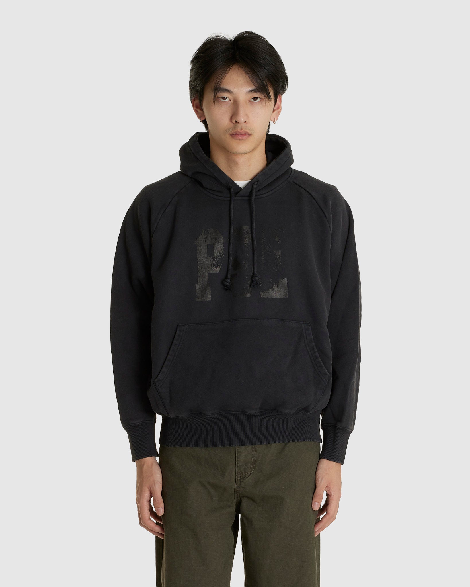 Raglan Drawstring Hoodie Vintage Black