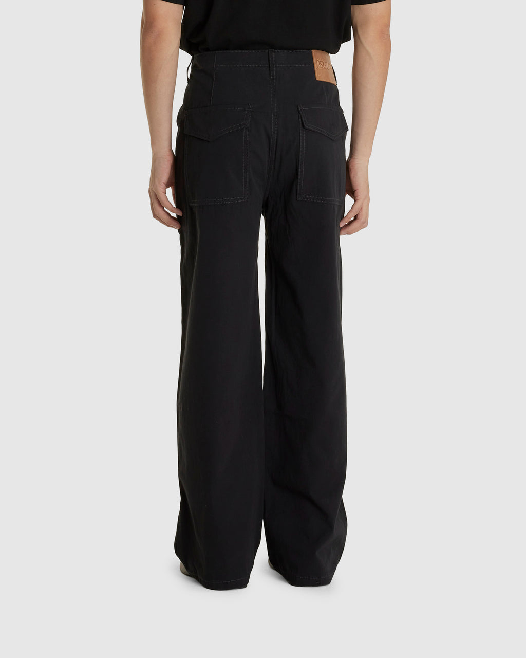 Loose Cut Canvas Fatigue Pants Washed Black