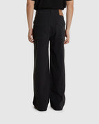 Loose Cut Canvas Fatigue Pants Washed Black