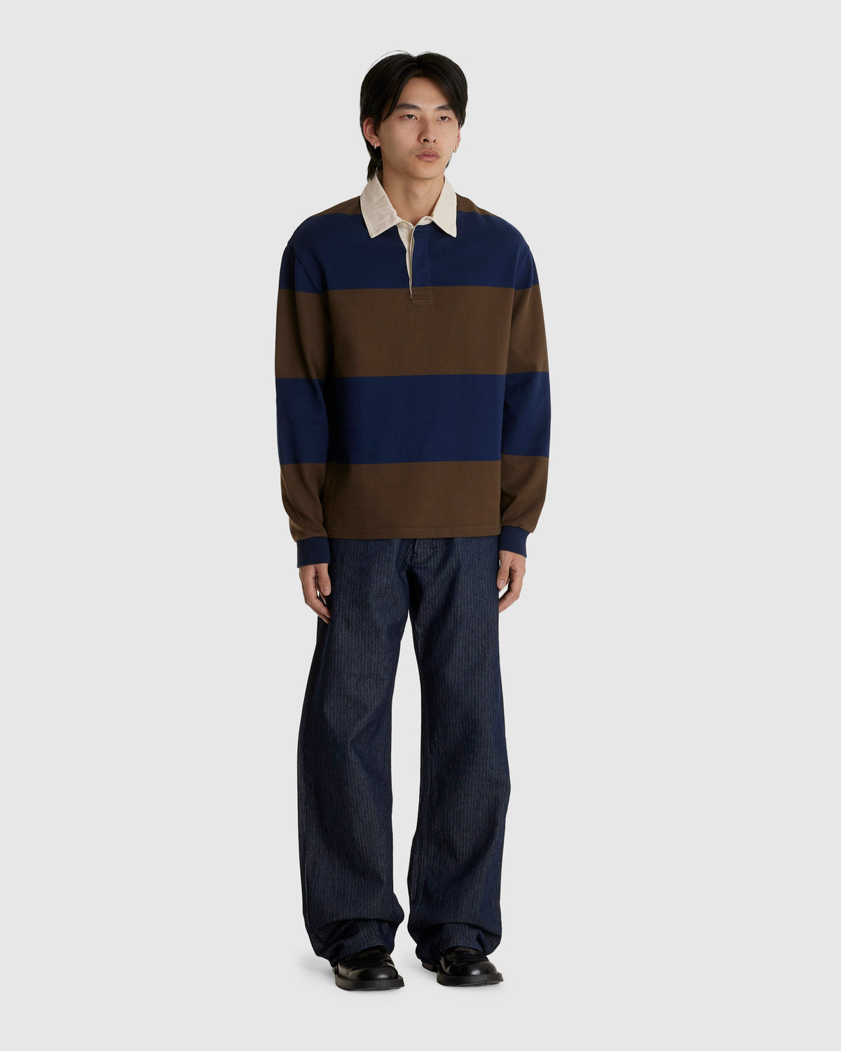 Another Rugby Polo Shirt 1.0 Navy Brown Stripe