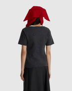 Felted Y-Neck Short Sleeve Grey