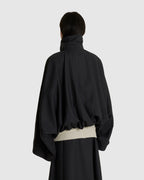 Stand Collar Pleated Jacket Dark Grey