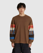 Patchwork Longsleeve T-Shirt Brown