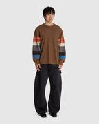 Patchwork Longsleeve T-Shirt Brown