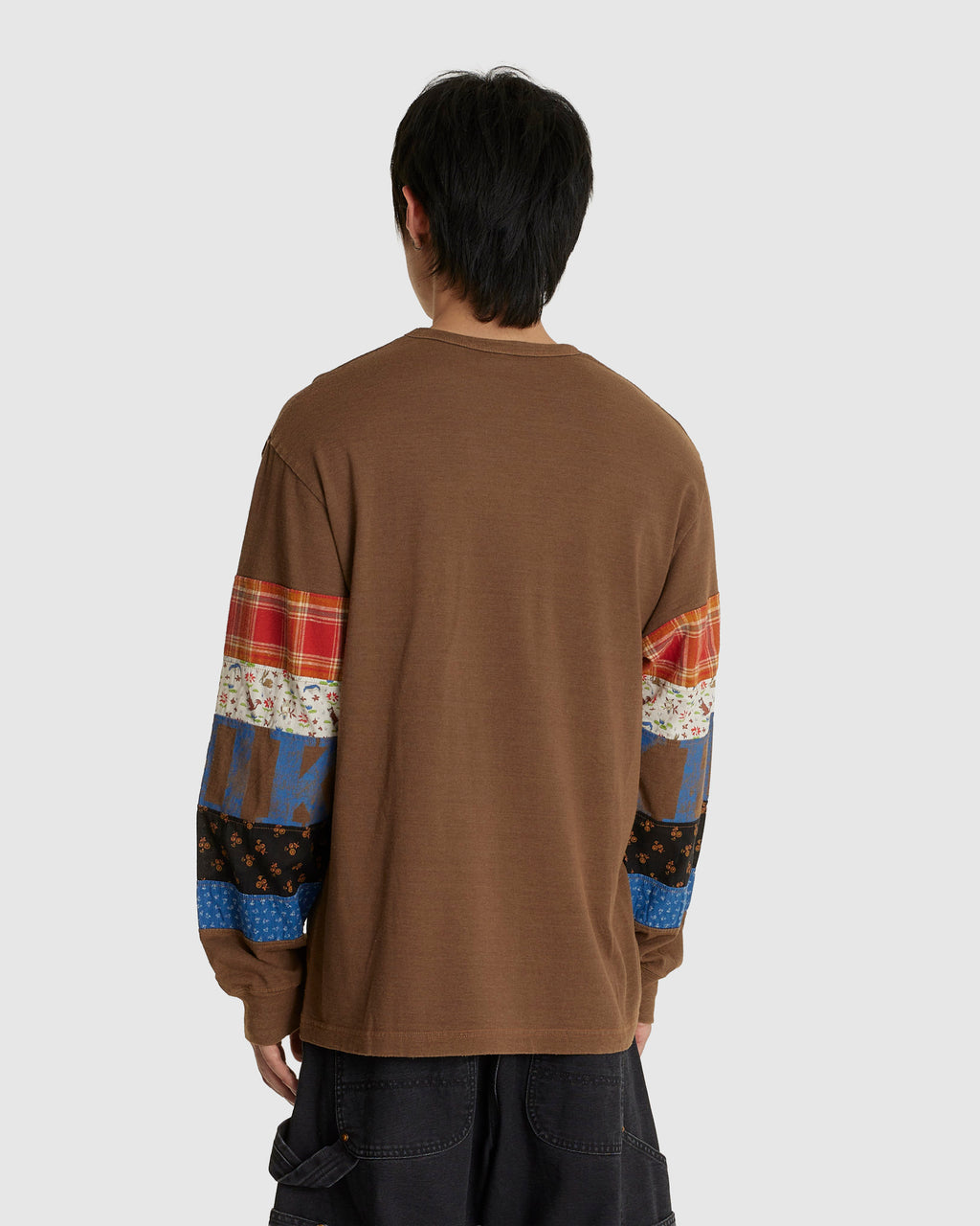 Patchwork Longsleeve T-Shirt Brown
