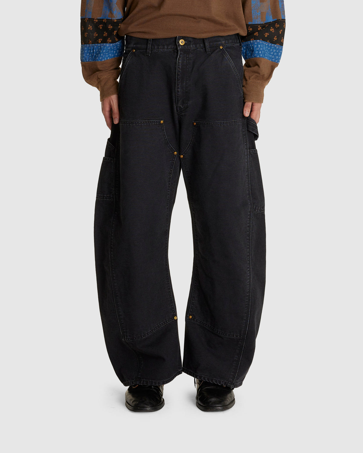 3D Cutting Painter Pants Black