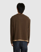 Hairy Henley Neck Layered Shirt Khaki Green