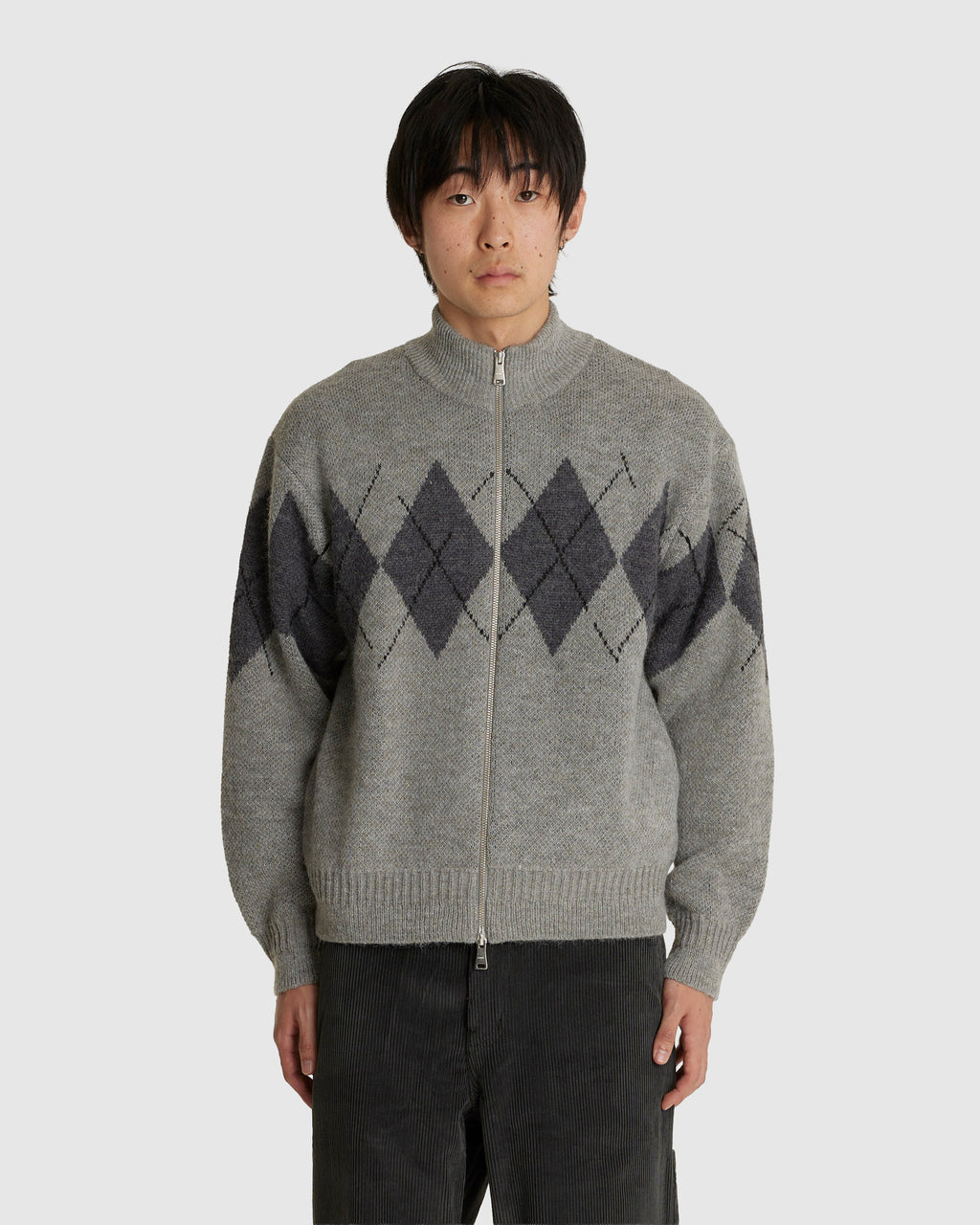 Inside Out Argyle Zip-Up Cardigan