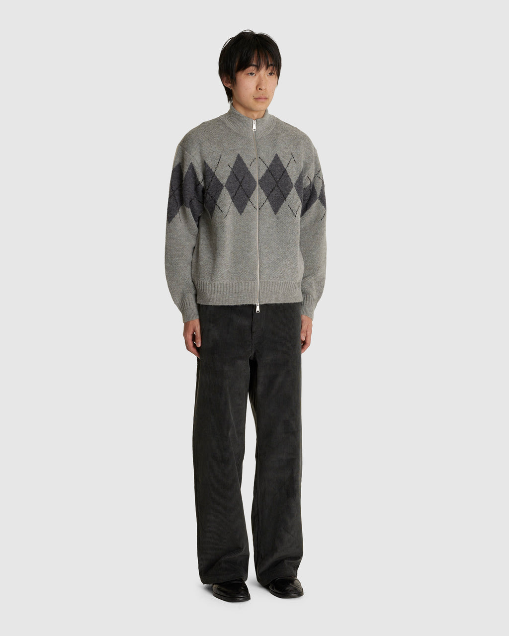 Inside Out Argyle Zip-Up Cardigan