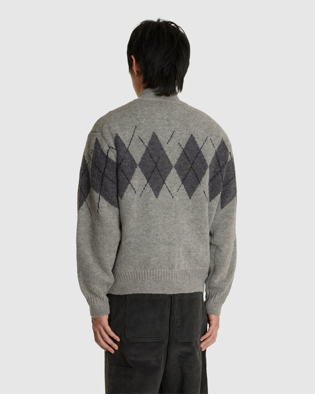 Inside Out Argyle Zip-Up Cardigan