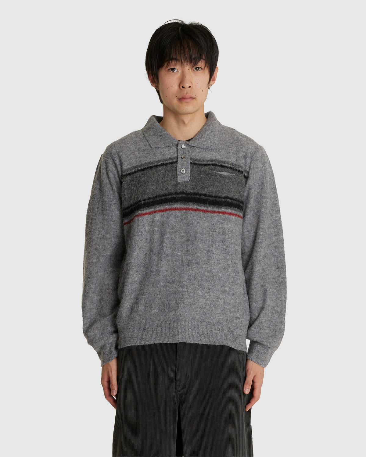 Alpaca Blend Striped Polo Sweater
