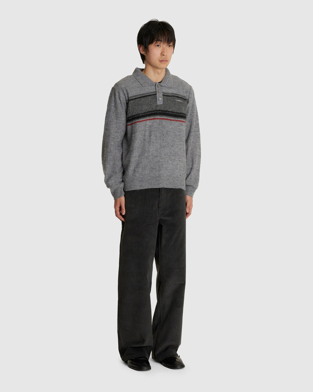 Alpaca Blend Striped Polo Sweater