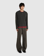 Hairy Henley Neck Layered Shirt Charcoal