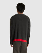 Hairy Henley Neck Layered Shirt Charcoal