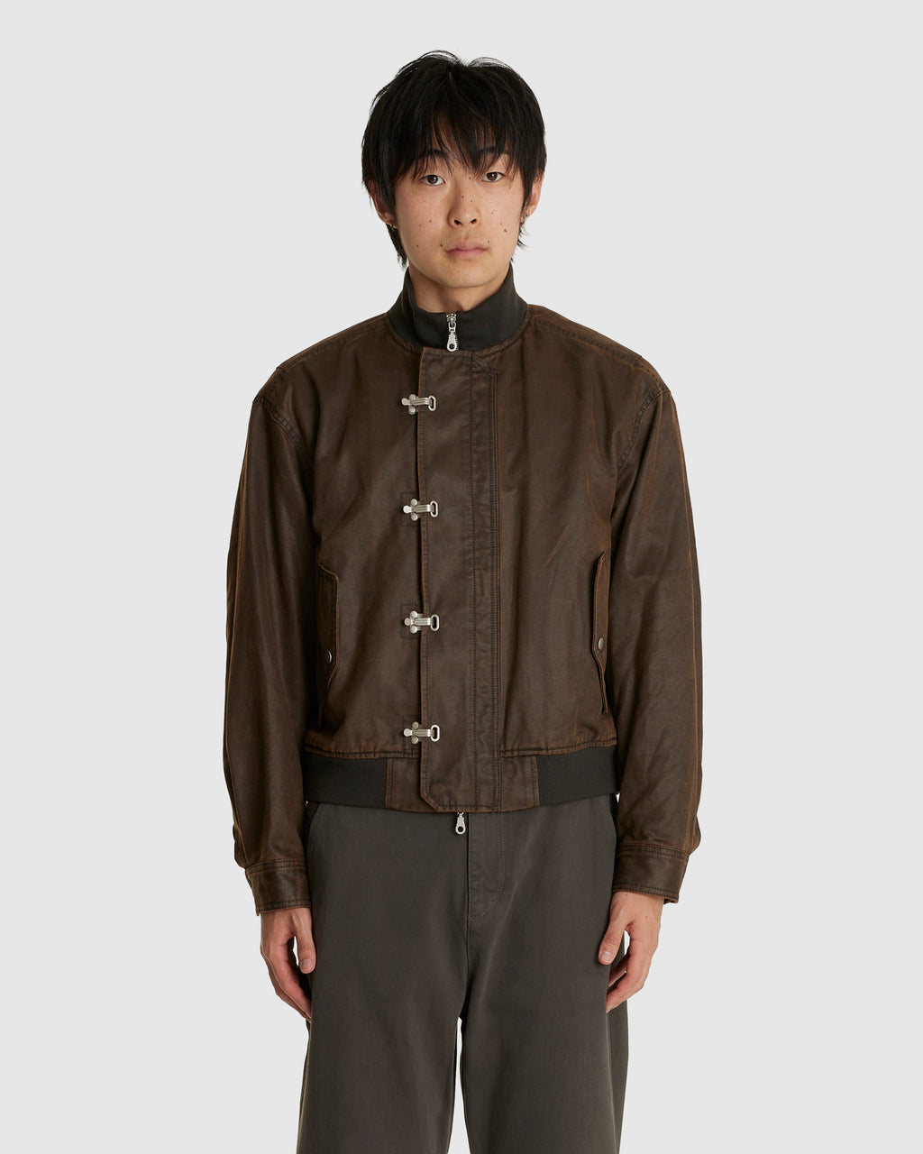 Washed Soft Feel Deck Hook Bomber Jacket